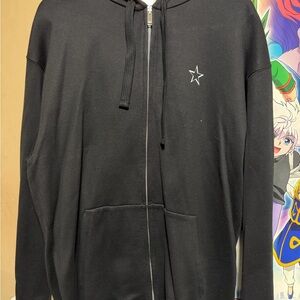 Valentino Black Zip-Up Sweater with Star